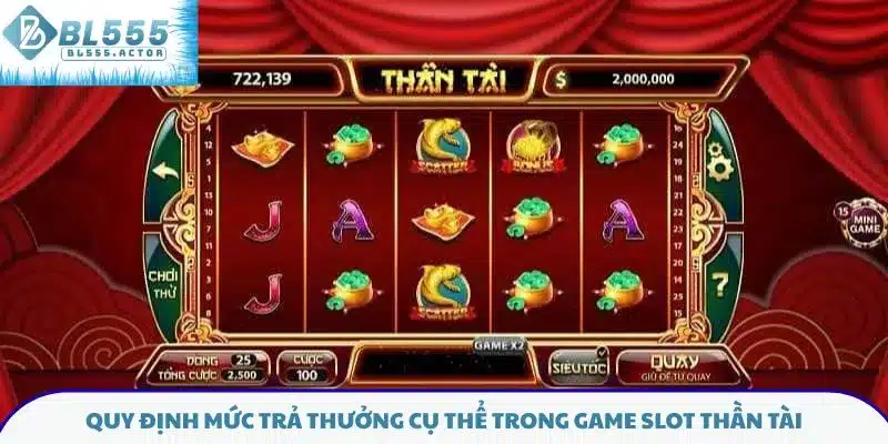 Quy định mức trả thưởng cụ thể trong game slot Thần Tài